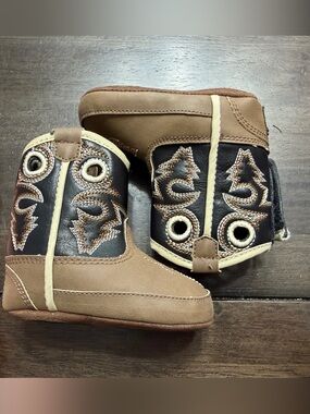 Twister Brown and Black Infant Cowboy Booties - Unbranded